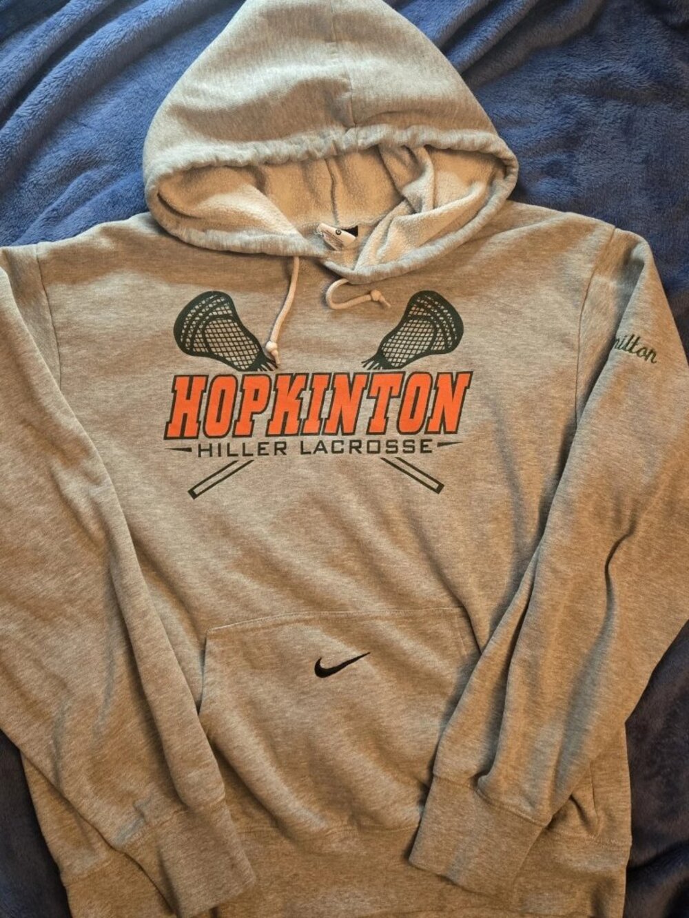 VTG Nike Hoodie Hopkinton Hiller Lacrosse Gray Pullover Sweatshirt Men’s M